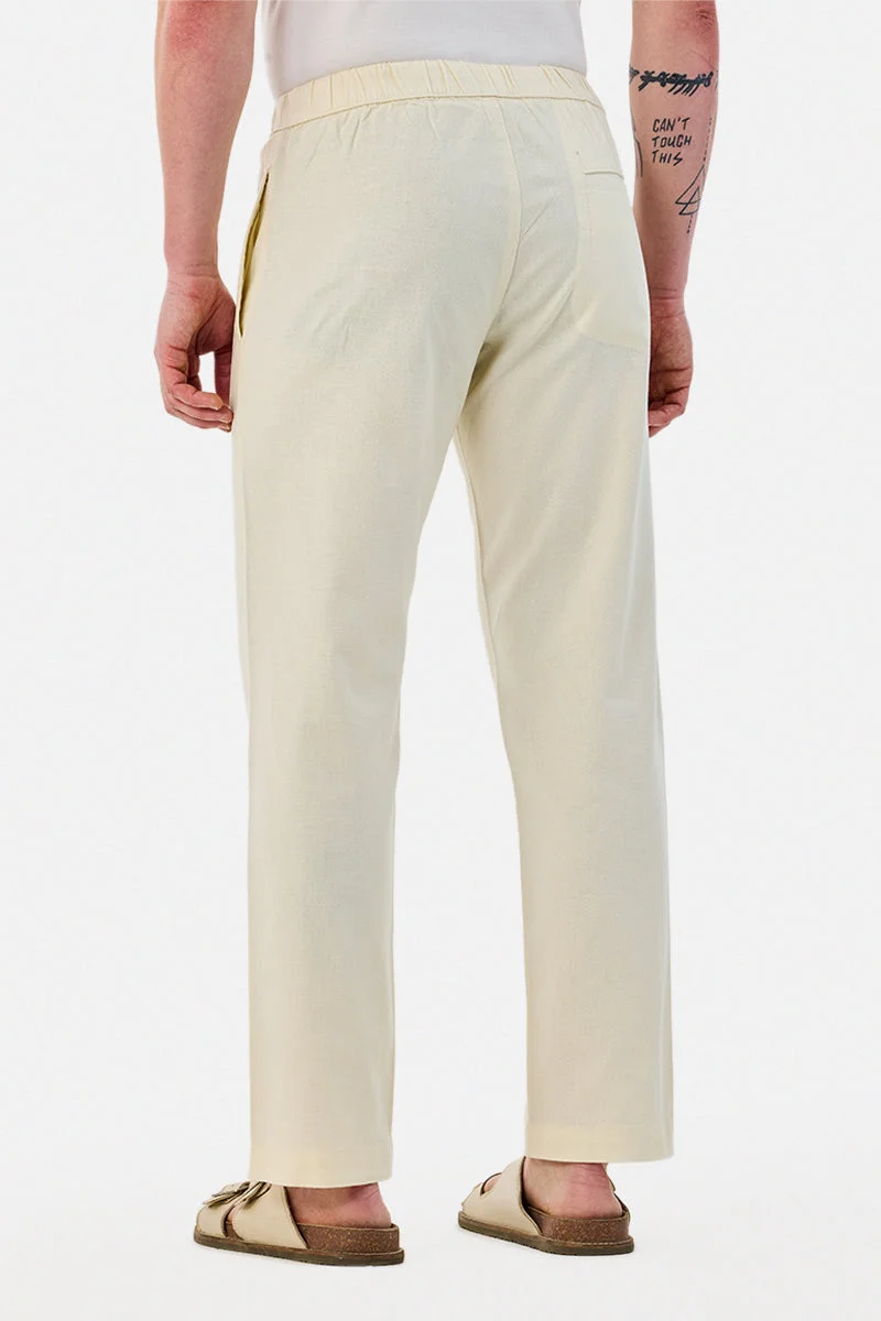 Snitch Cream Linen Blend Baggy Trousers for Men | Best Price UAE